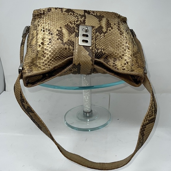 Vintage Python Zip Top Shoulder Bag Adjustable Length Strap - Picture 2 of 16